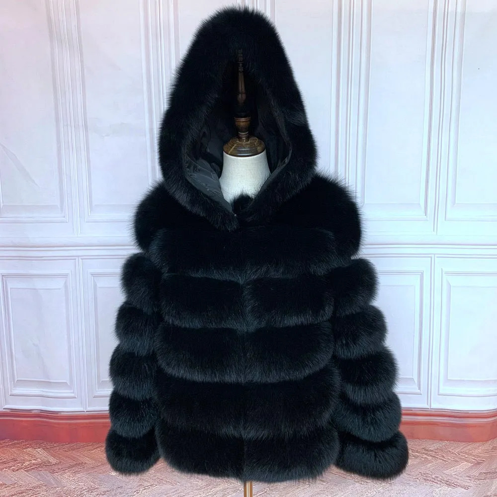 Fur Coat Womens Winter Coats Overcoat Female Fur Jackets For Women Long Sleeves Hood womans Real fur coats Real Fur Clothing 250915