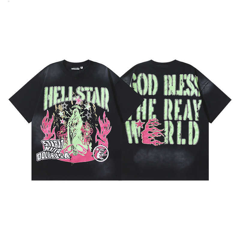 American Fashion Trend Brand Cartoon Pattern Oversized T-shirt Womens Y2K Street Hip-hop Harajuku Loose Round Neck Shirt W250804