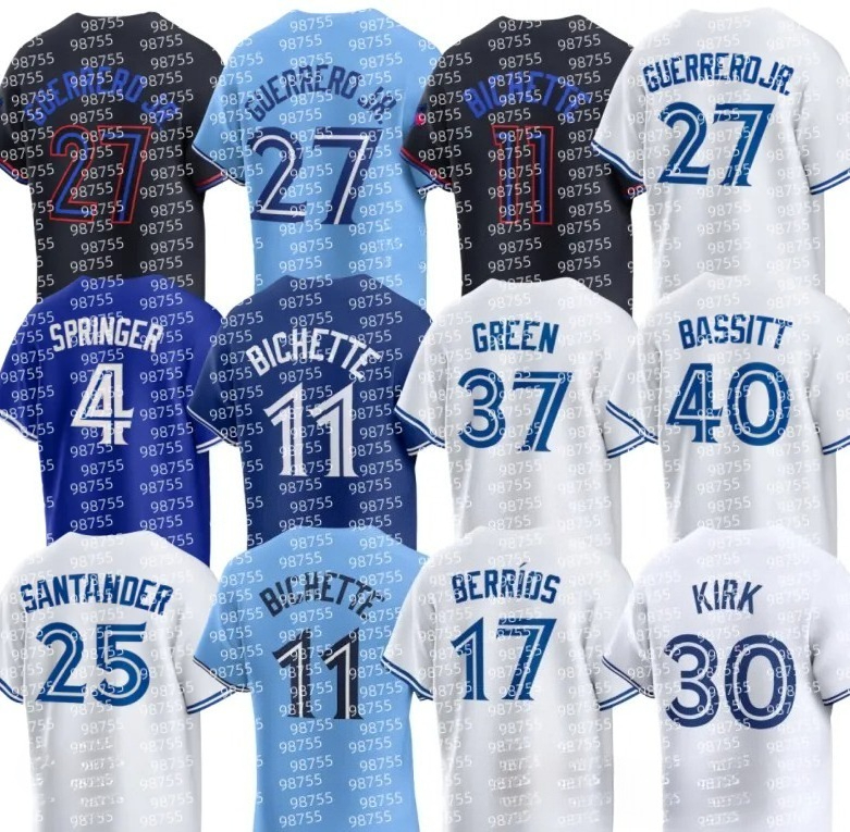MLB Jersey Custom Blue Jays Baseball men Joe Carter 27 Vladimir Guerrero Jr. 11 Bo Bichette 4 George Springer 30 Alejandro Kirk 34 Kevin Gausman 25 Daulton Varsho