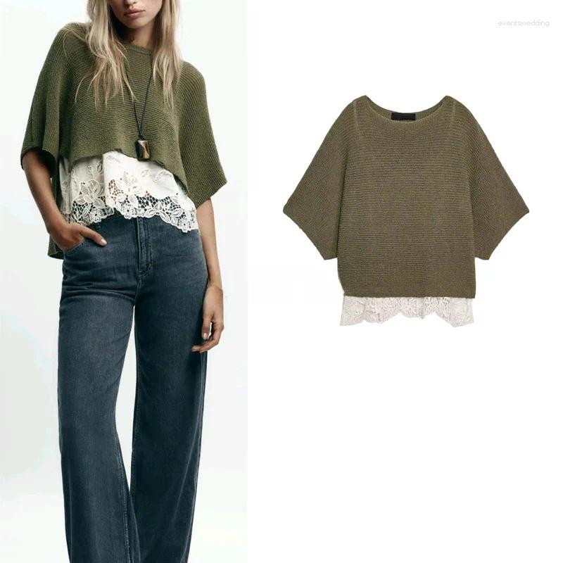 Women's Sweaters Autumn Knitted Ort Sve One-oulder Layered Decoration Splicing Top Polyester Fiber Head Over Footwear