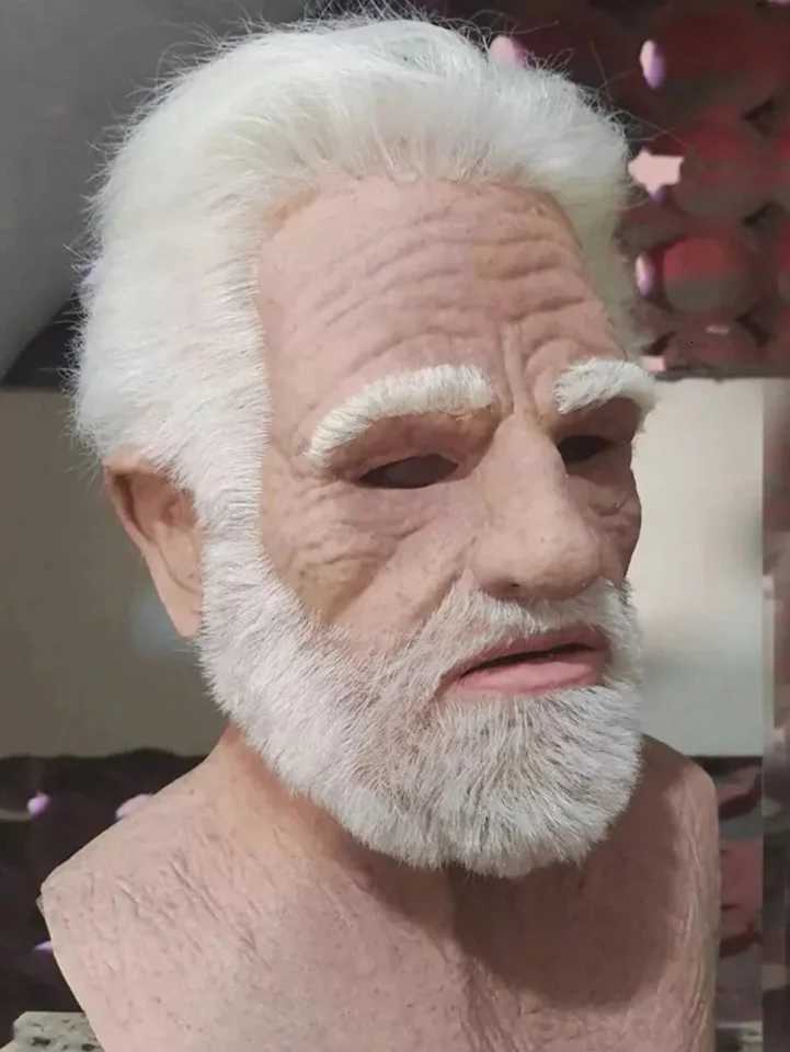 Halloween Old Man Mask Realistic Vicissitudes Simulation Full Face Mask Role Play School Party Gathering Game Head Cover W250915