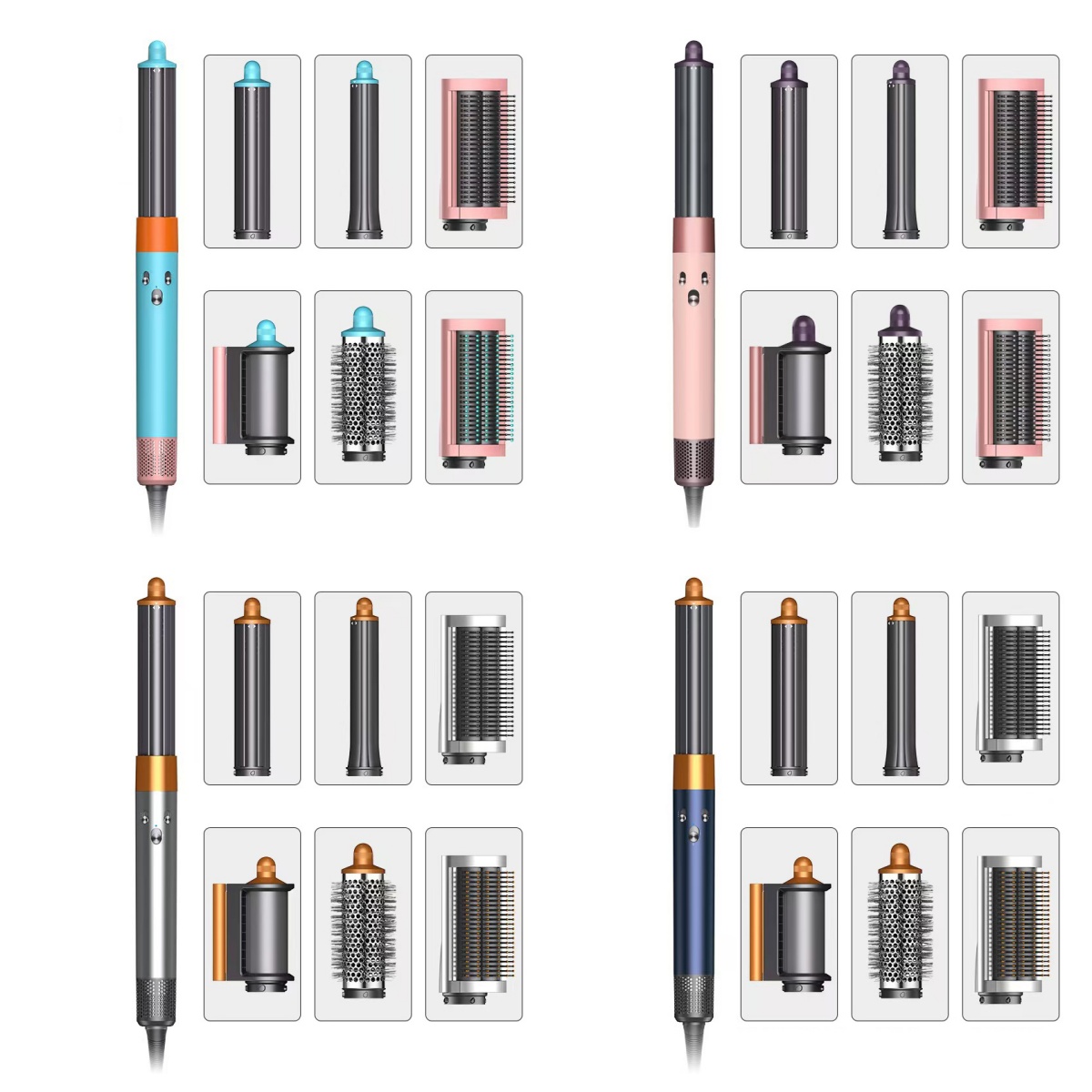 Curling Irons New Multi Hair Styler 6 in1 Curling Iron Hair With Hair Brush For Hair Multi Styler Negative ion smart temperature control