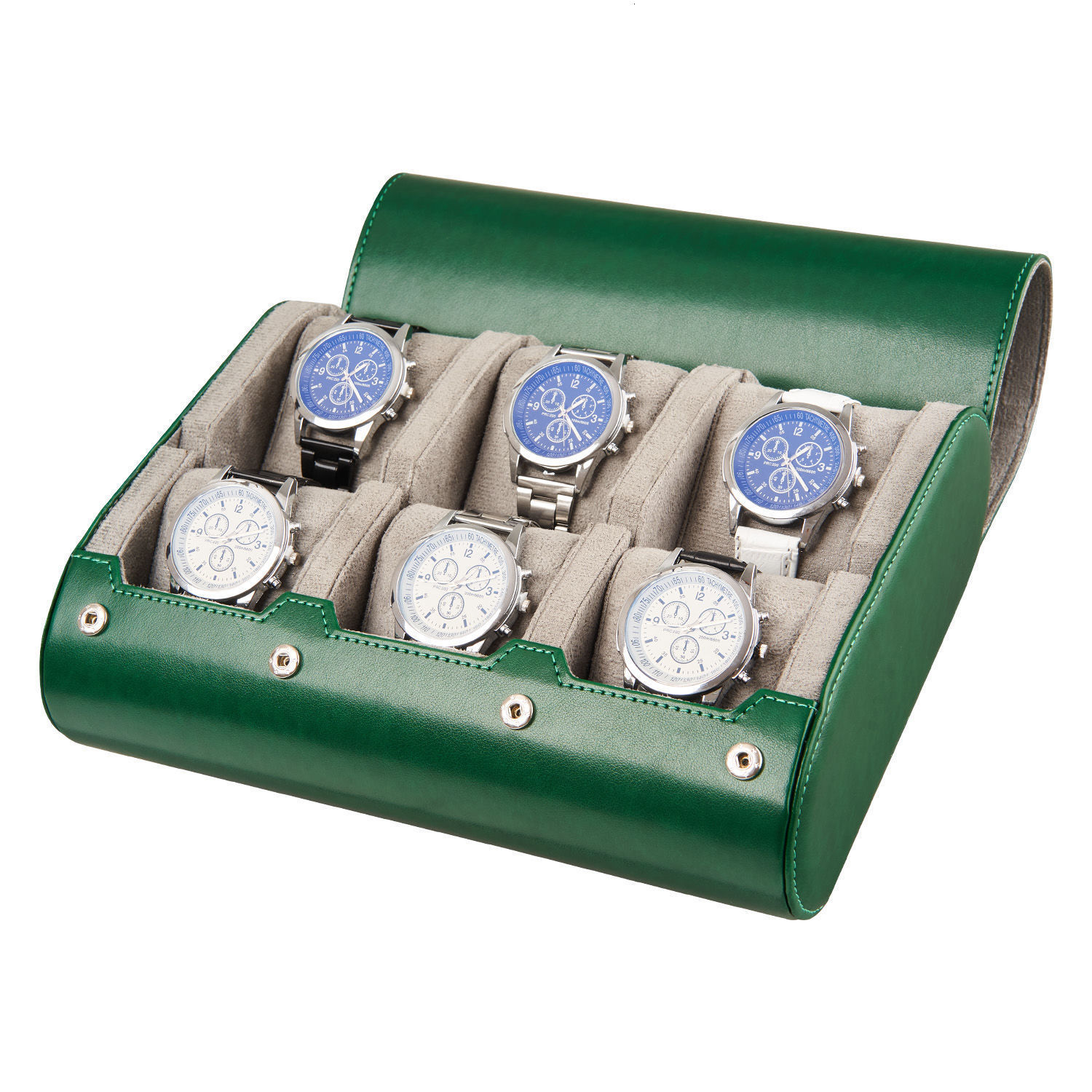 Watch Travel Case 6 Slot Watch Roll Travel Case Organizer Display - PU Leather Watch Case - Watch Organizer for Men Women 240909