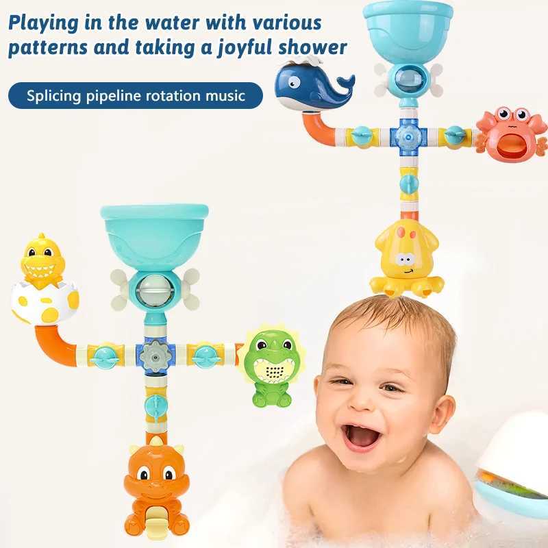 Baby Bath Toy Children DIY Suction Cup Building Water Slide Marine Animals Dinosaur Egg Shower Interaction Games Play Water Toys C250915