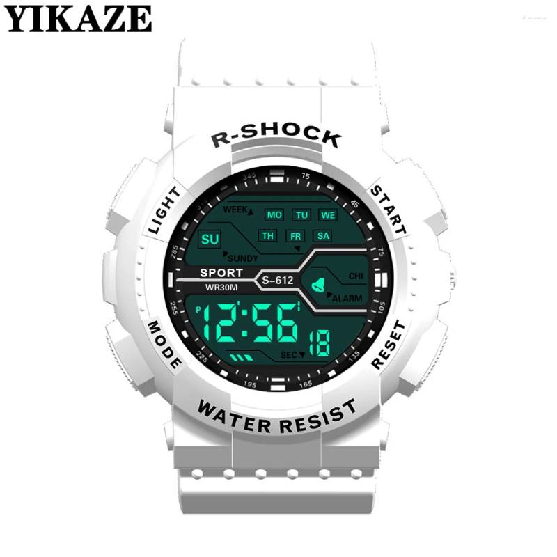 Wristwatches YIKAZE Multifunction Men's Sports Watch LED Digital Big Dial Waterproof Luminous Men Sport Electronic Watches
