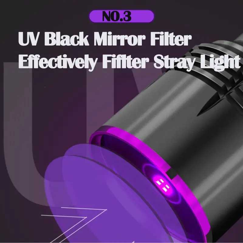 80W 365NM Black Mirror UV Flashlight High Power Typec Rechargeable Portable Waterproof 26650 Uv Torch Linterna Ultravioleta C250915
