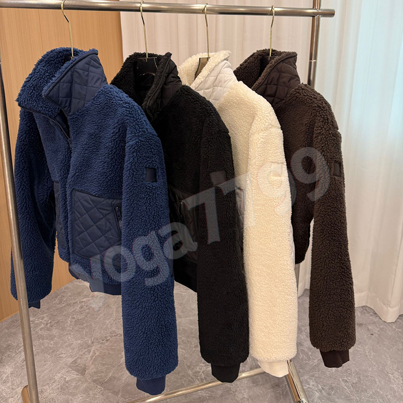 Designer Womens Jacket Brown Lamhair Hooded Coat Lamb Wool Zipper Coat Hooded Yoga Clothes Women's Winter Short Padded Warm Cotton-padded Jacket