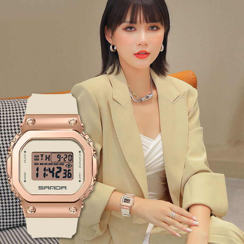 DHwatches Sanda Fashion Trend Single Movement Small Square Harajuku Style Waterproof Sports Watch with Raised Hand Light Function