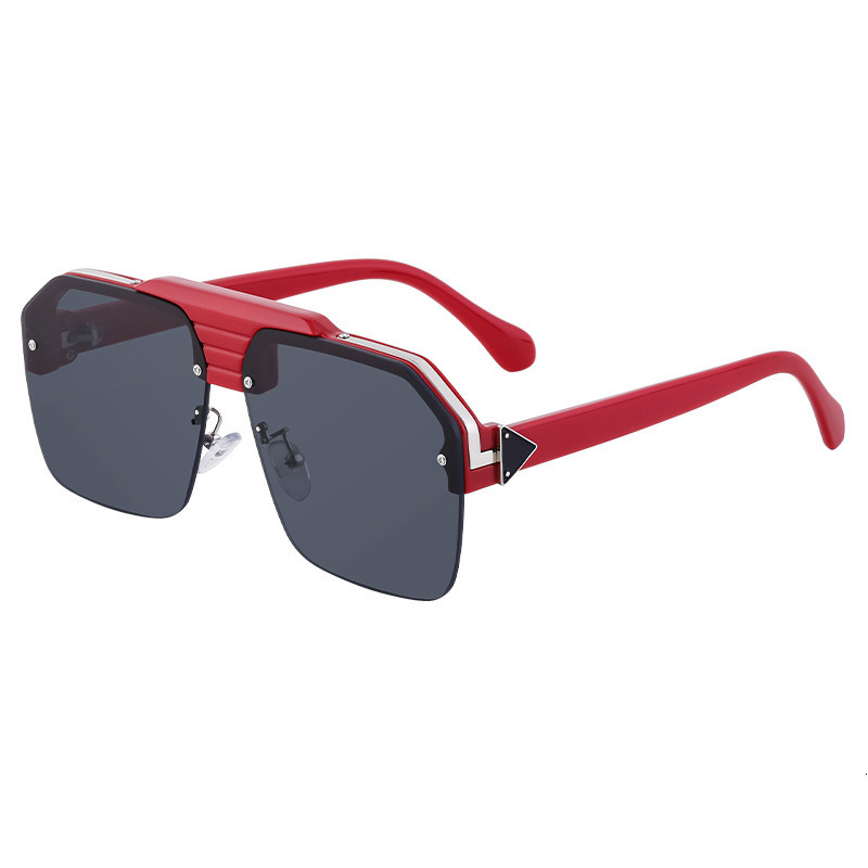 Punk Style Large Frame Sunglasses for Men Trendy HighEnd Half Frame Driving Sunglasses Men Shades