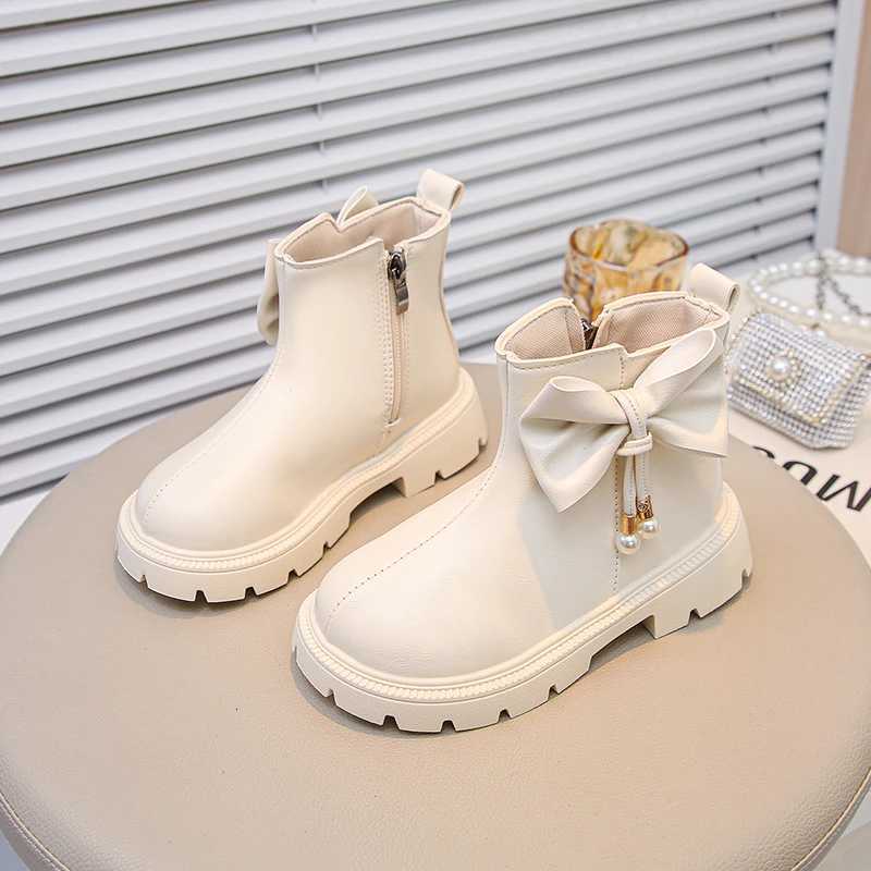 Girls Ankle Boots with Big Sweet Bows Kids Leather Boots Round Toes Soft Sole 2025 Autumn Children Princess Short Boots ElegantXJ250915