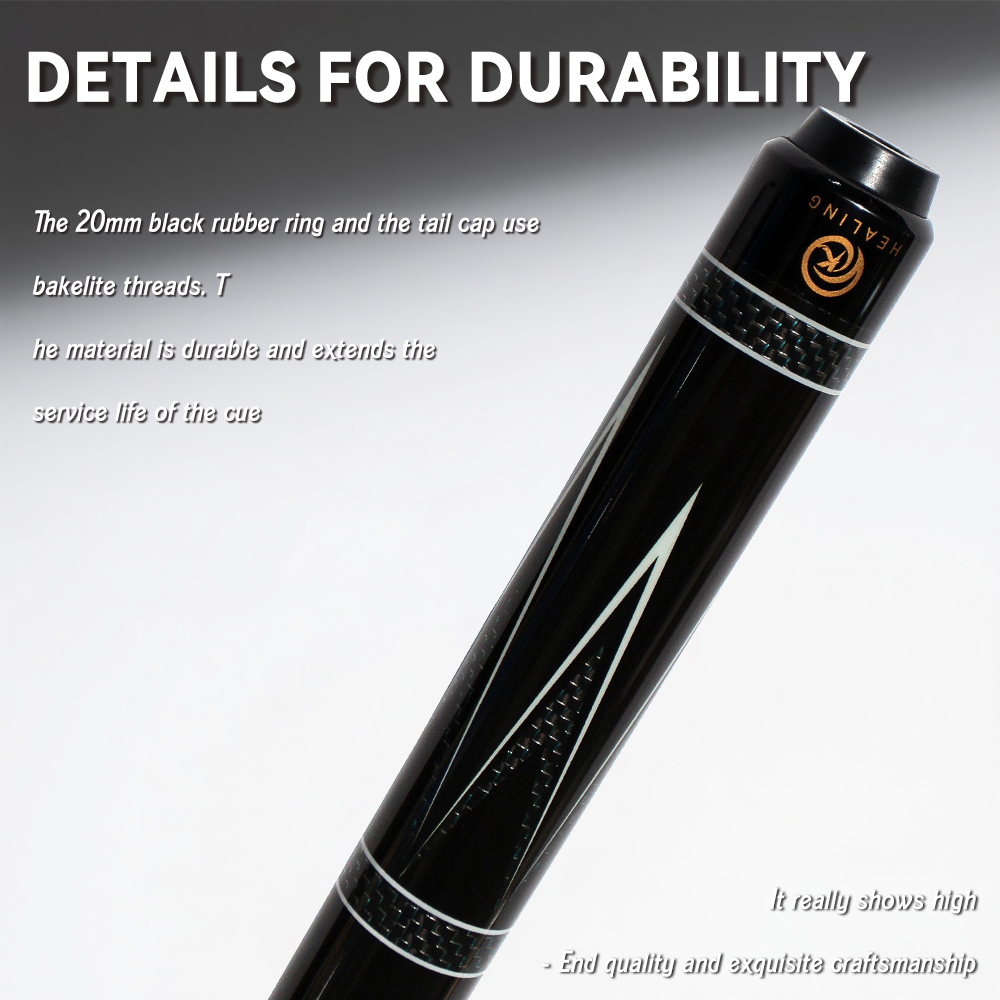 OKHEALING 1/2 Split Carbon Fibre Pool Cue Billiard Cue Stick Tip Diameter 12mm Radial Pin Joint Total Length 1474mm/58inch Weight 19Oz Billiard Stick 