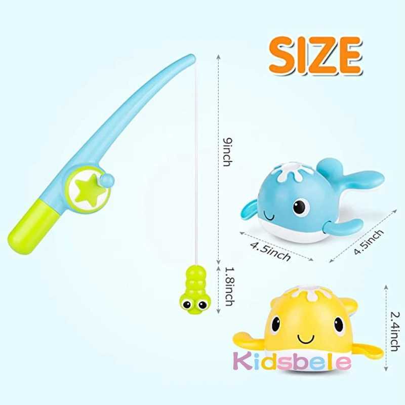 Bath Toy Magnetic Fishing Games Windup Swimming Whales Water Table Pool Bath Fun Time Bathtub Tub Toy for Toddler Kids Girl Boy C250915