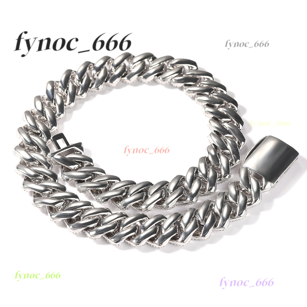 Drop Shipping Hip Hop Iced Out 3 Rows Cubic Moissanite Cuban Chain 20mm Prong Miami Cuban Link Chains Necklaces for Men Women