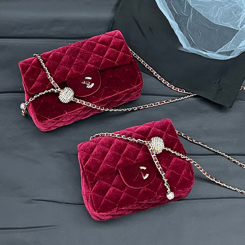 CF velvet bag Luxury handbag women Fashion shoulder bag totes designer bag messenger bags Lipstick Bag Diamond Lattice Chain Small Square Bag One Shoulder Waist Bag