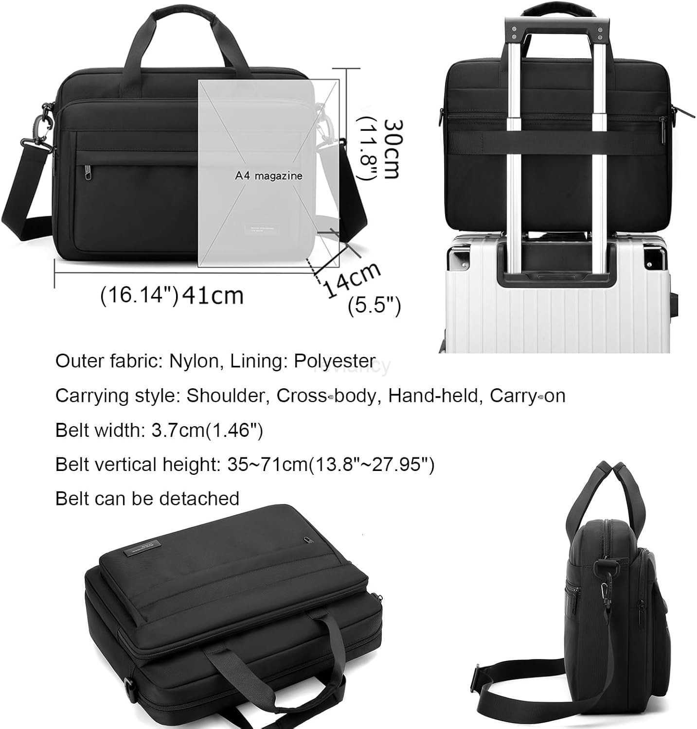 Laptop Bag 156 Inch Briefcase for Men Women Waterproof Nylon Lightweight Shoulder Computer Messenger Handbag for Business Office Work Travel College B