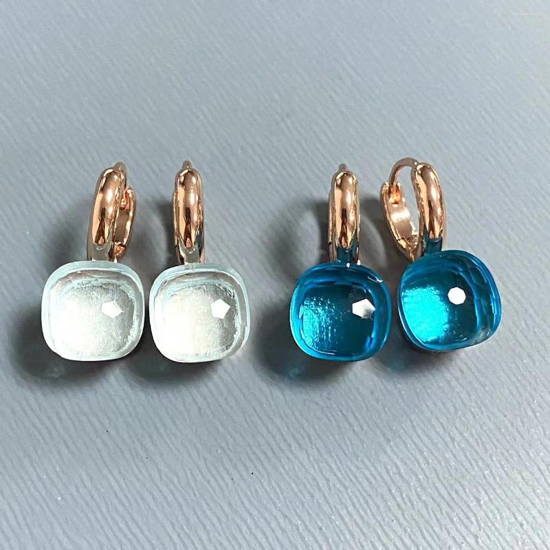 Dangle Earrings 10.6mm Classic Nudo For Women High Quality Crystal Square Blue Topaz Fashion Jewelry Gift