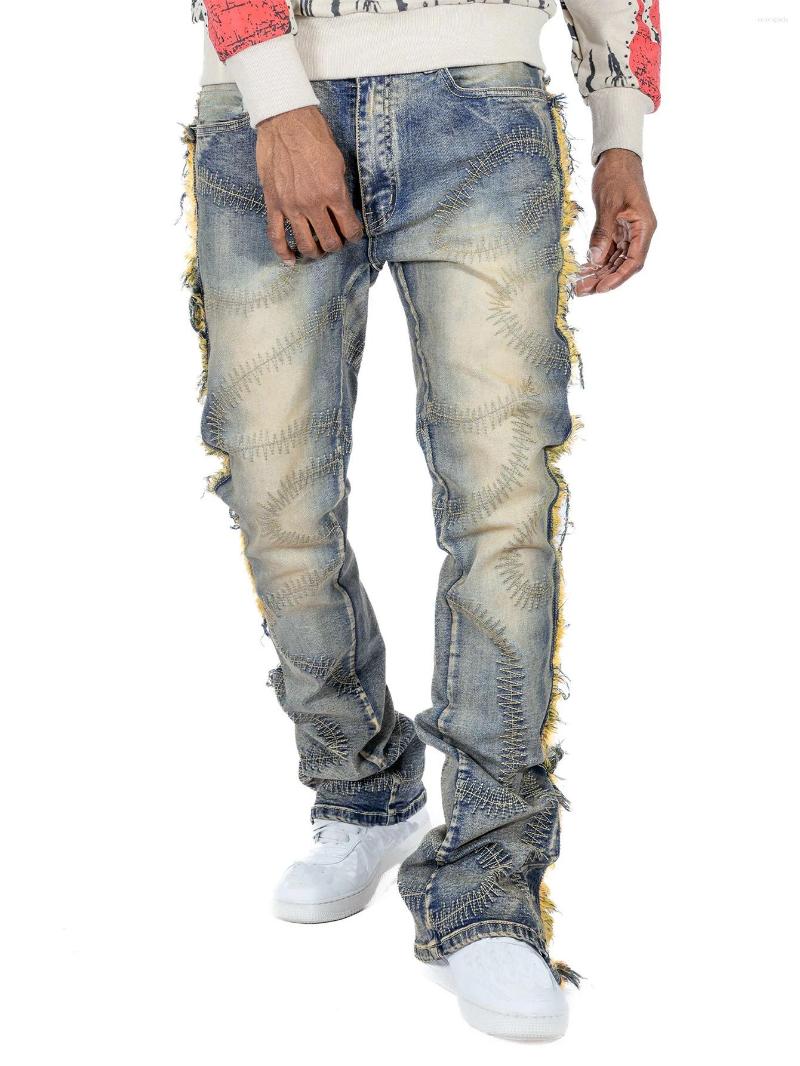 Men's Jeans European And American Summer Style Micro-Flared Embroidered