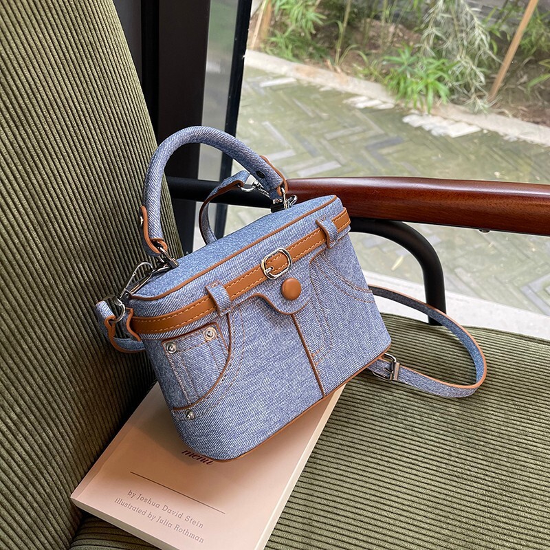 Luxury Brand Designer Bag Unique Design Handbag Box Bag For Women New Fashion Denim Patchwork Shoulder Bag Trendy Simple Crossbody Bag