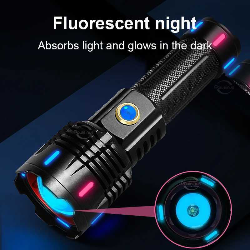 Newest Super Powerful Flashlight 800W LED Rechargeable Torch Light 3500 Meters High Power LED Flashlight XHP360 Tactical Lantern C250915