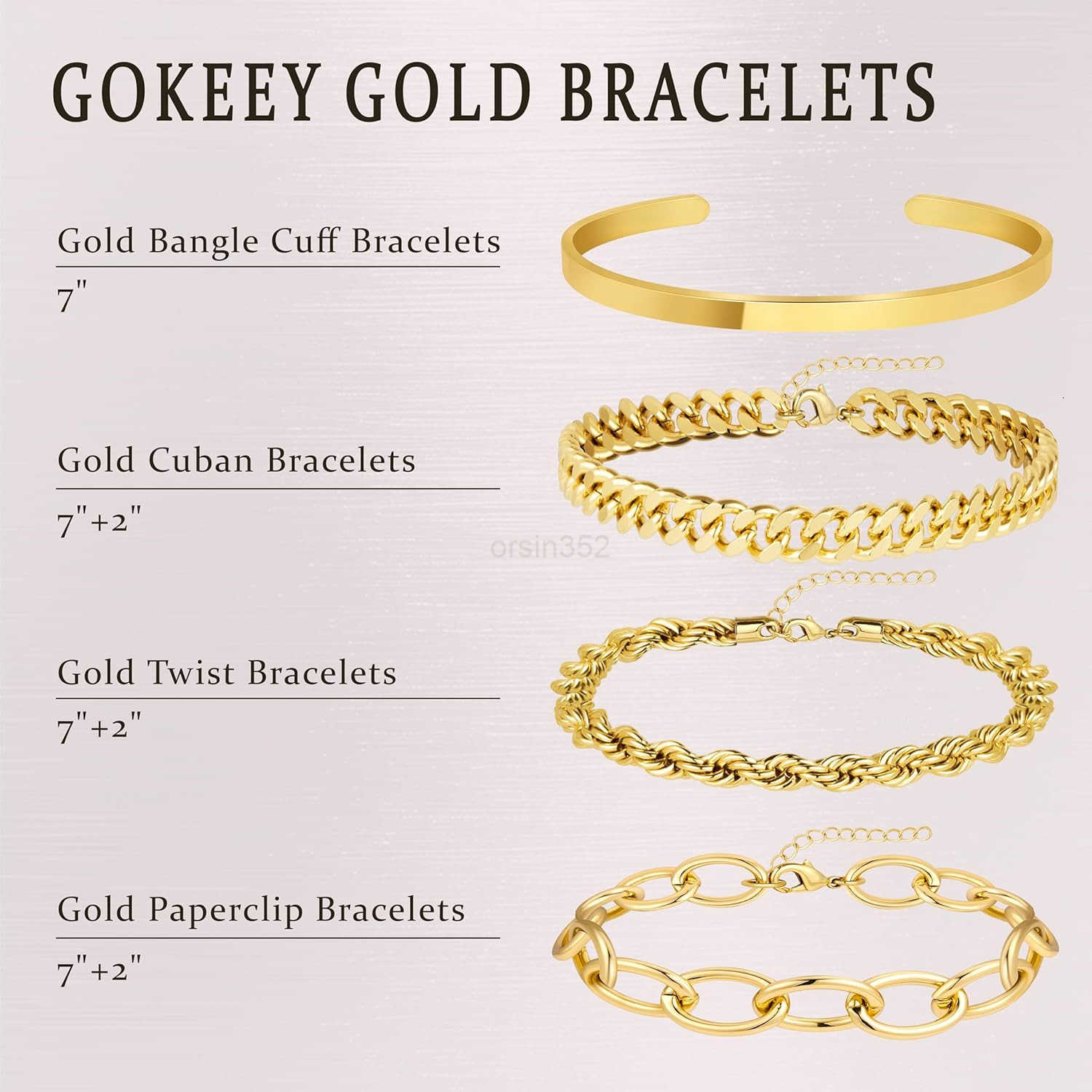 Gold Link Bracelets for Women 14K Real Gold Plated Bangle Cuff Bracelets Set for Women Non Tarnish Dainty Cuban Paperclip Twist Layered Bracelet Stack