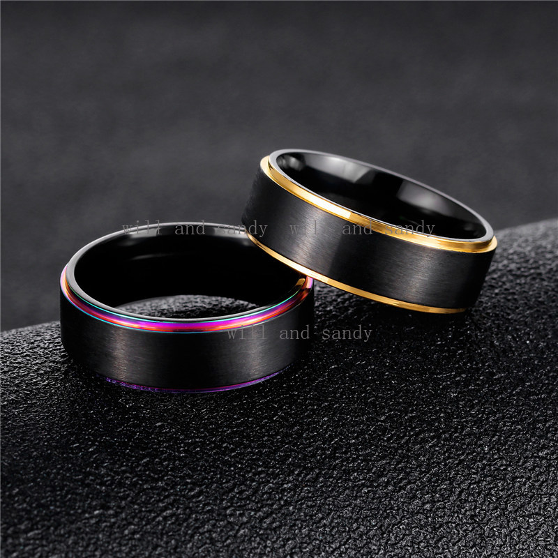 Mens Two Tone Matte Brushed Wedding Band Non Tarnsih Stainless Steel Anniversary Promise Rings Cubic Zirconia Finger Rings for Women Men Birthday Jewe