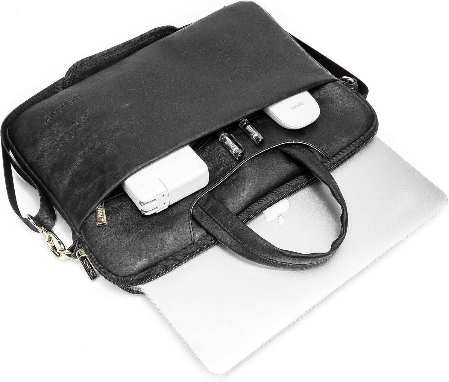 360 Protective Waterproof PU Leather Laptop Shoulder Messenger Sleeve Briefcase case Bag 13 inch14 inch Coffee PUW250915