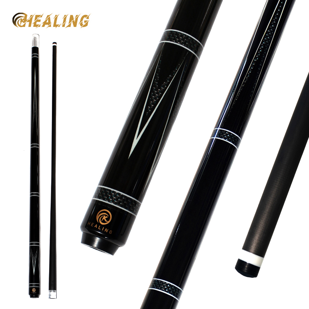 OKHEALING 1/2 Split Carbon Fibre Pool Cue Billiard Cue Stick Tip Diameter 12mm Radial Pin Joint Total Length 1474mm/58inch Weight 19Oz Billiard Stick 