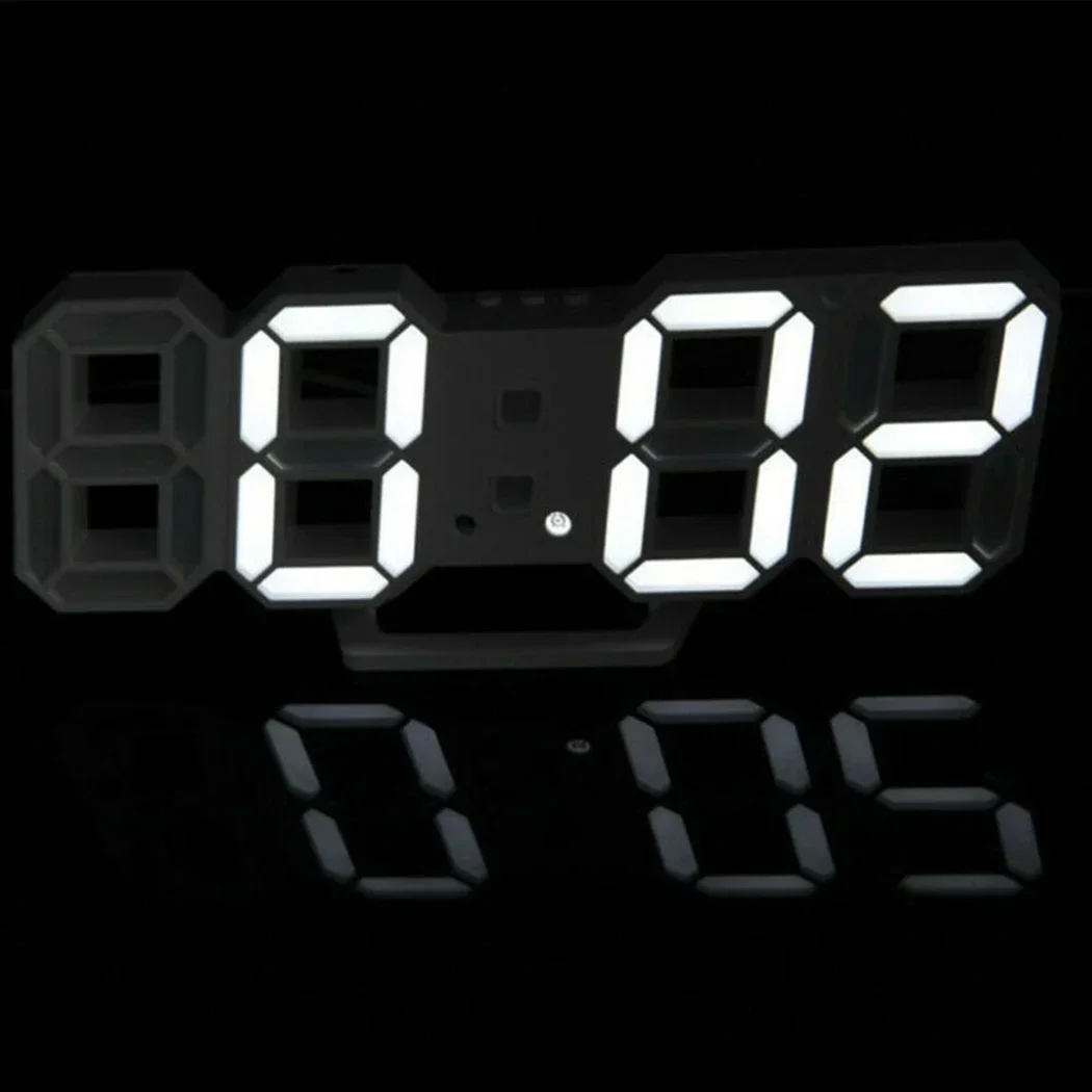 3D LED Digital Wall Clock Alarm Clock Modern Design for Home Living Room Office Bedroom Table Desk Glow Night Clocks Display