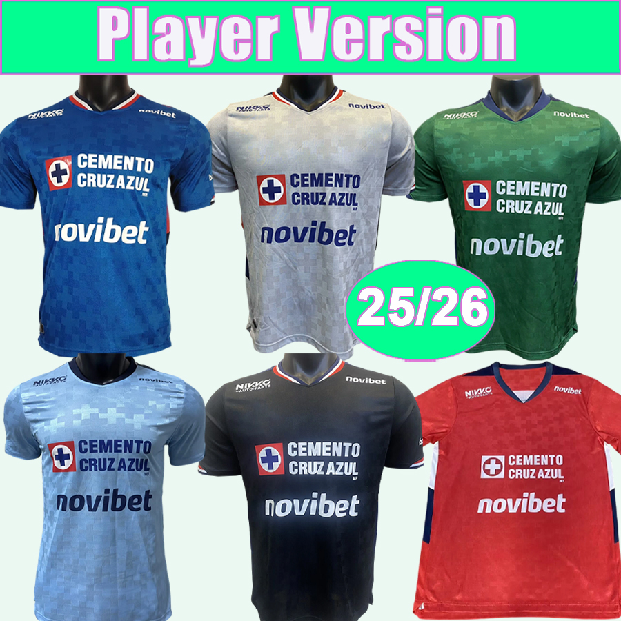 25 26 Cruz Azul Mens Player Version Soccer Jerseys DITTA LIRA SEPULVEDA GUTIERREZ RIVERO RODRIGUEZ VARGAS ROTONDI Home Away Goalkeeper Football Shirts