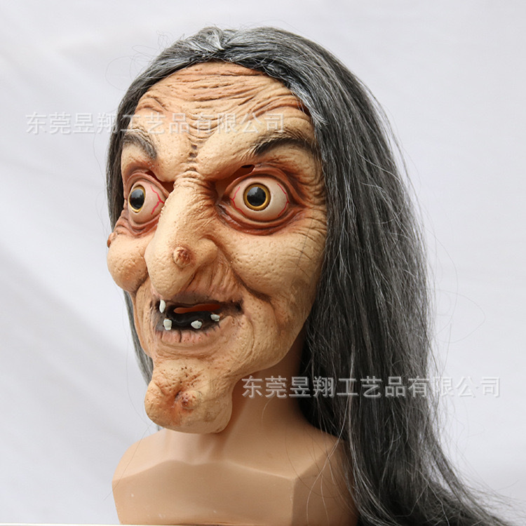 Halloween Horror long hair Witch Head Mask haunted house secret room escape scary scene costumes props 230721