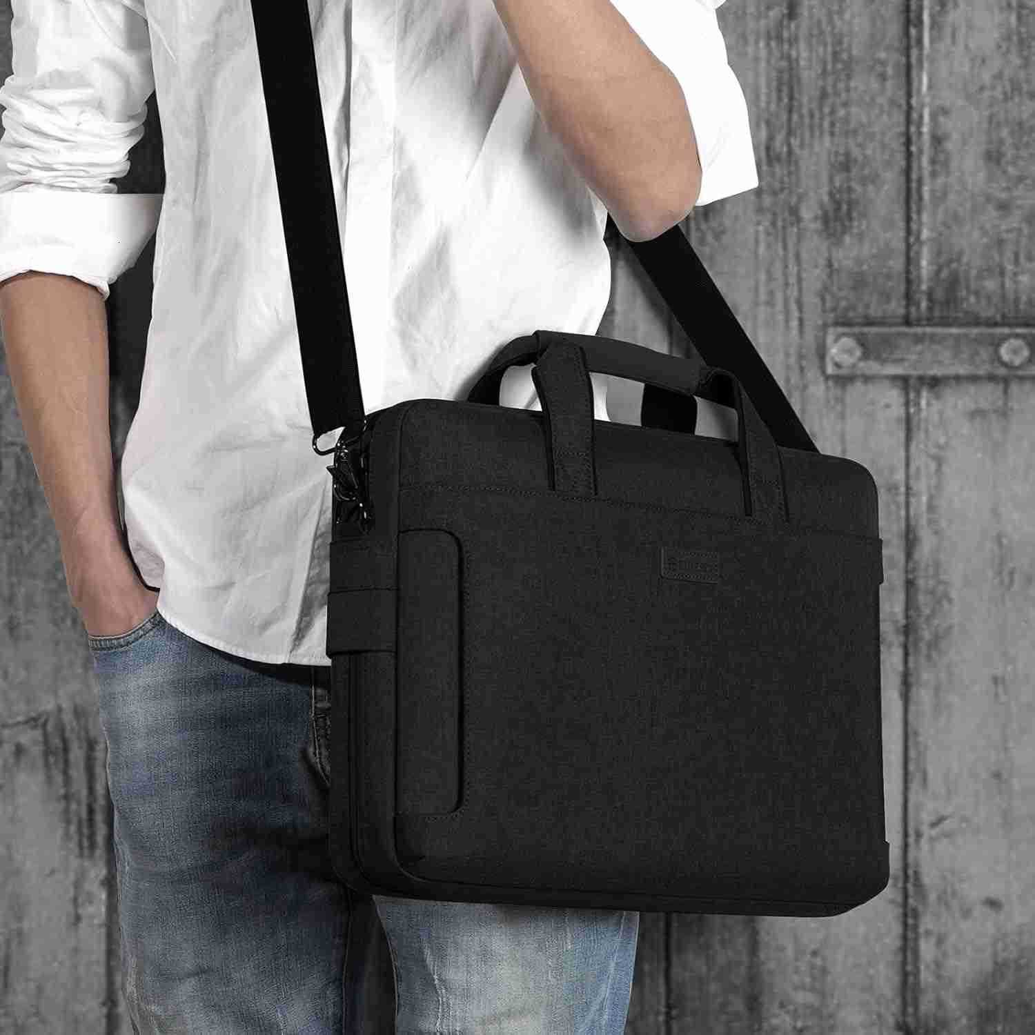 Laptop Shoulder Bag 1313314151541561617318 Inch LaptopTablet WaterRepellent Fabric Business for Men Women 1516 inch BlackW250914
