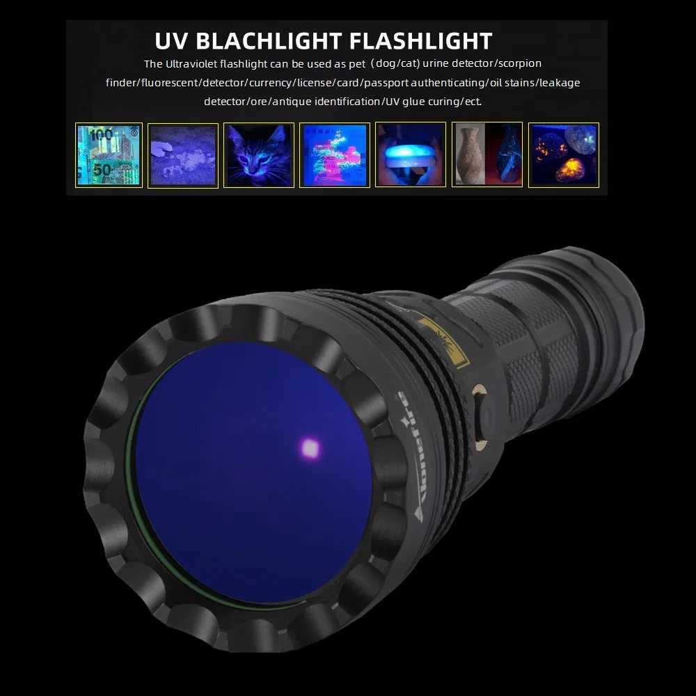 New 30W UV90MIL Led 365nm UV Flashlight USB Charging Money Ore Pet Stains Invisible ink Scorpion Marker Detection Black light C250915