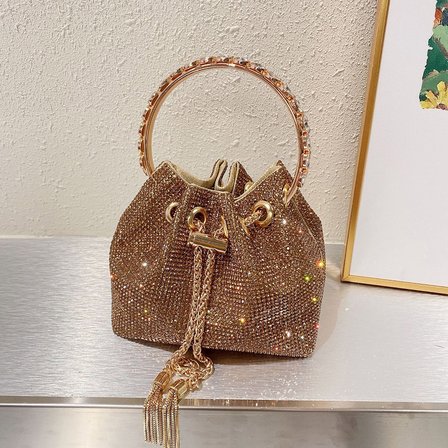 Evening Bags Shiny Diamond-encrusted Rhinestones Messenger Water Ladies Bucket Bag Full Of Diamonds Shoulder Bright Diamond HandbagEvening