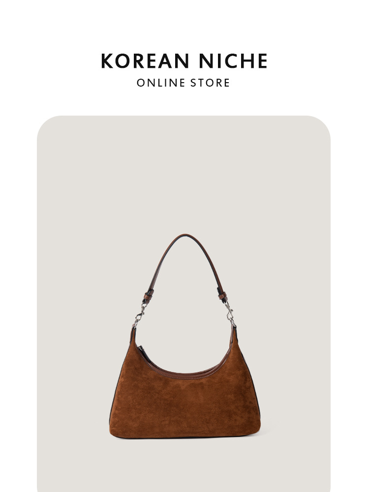Korean Niche Design Suede Simple Underarm 2025 Autumn And Winter New Retro Versatile Handbag Single-Shoulder Bag For Women