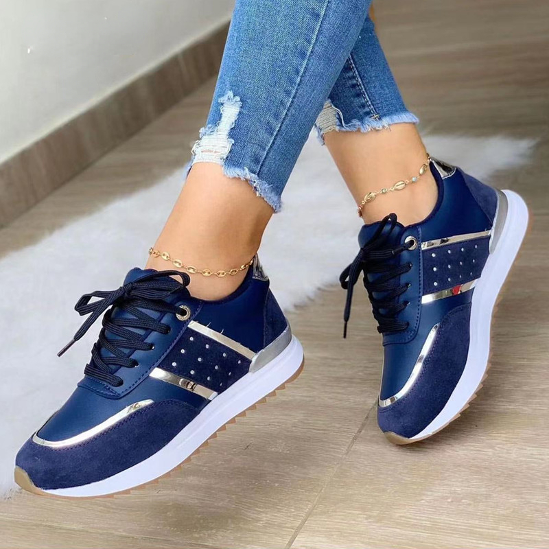 Women Sneakers Platform Shoes Leather Patchwork Casual Sport Shoes Ladies Outdoor Running Vulcanized Shoes