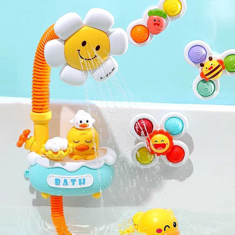 Baby Bath Toys Bath Shower for Toddler 4 in 1 Bathtub Toy with Sunflower Shower 3 Water Spray Sprinkler BathTub Toys for Baby C2509151
