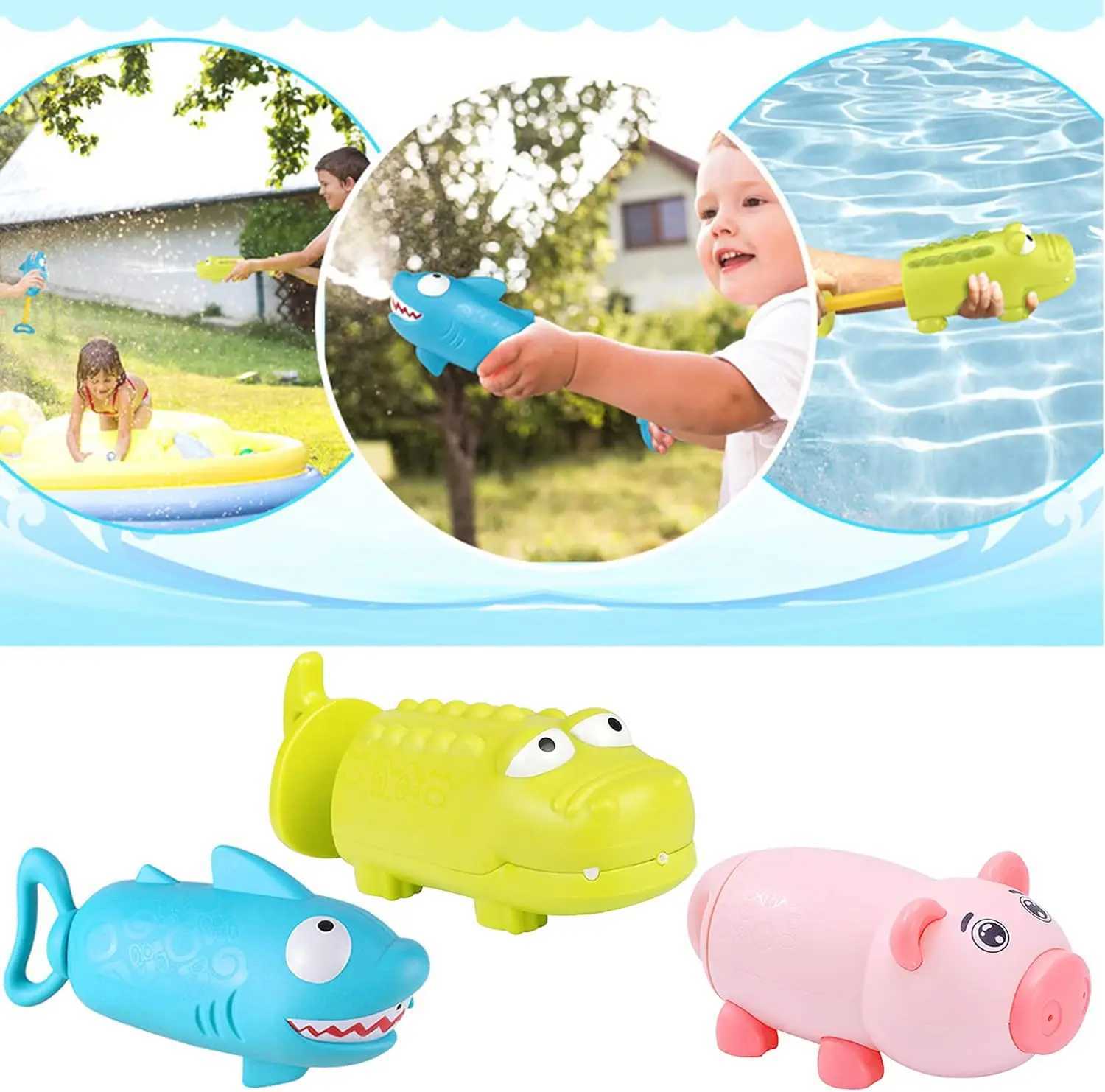 PullOut Water Guns Toy Crocodile Shark Piglet Water Gun Safe Kids Beach Swimming Pool Play Summer Toy C250915