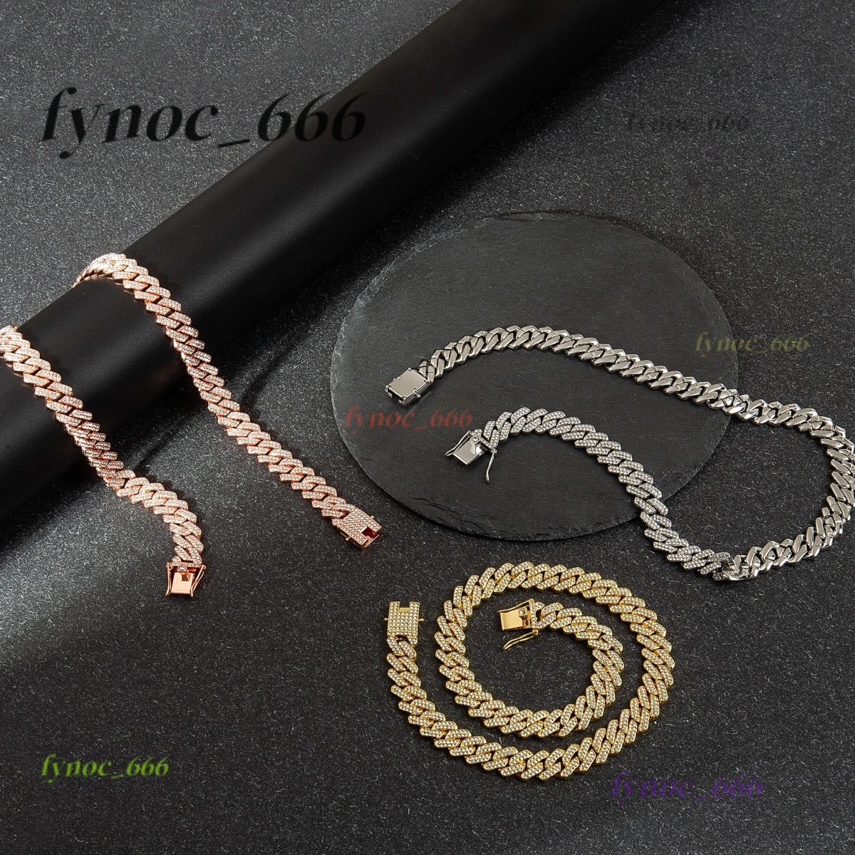 Wholesale Choker Cuban Link Chain 24k Gold Diamond Jewelry Miami 14mm Miami Chain Full Diamond Iced Out Cuban Necklace for Men