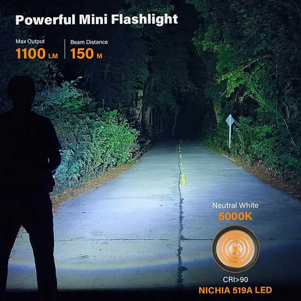 Sofirn SC13 519A 5000K Mini Powerful Led Light LED 1100lm 18350 Rechargeable Flashlight with Magnetic C250915