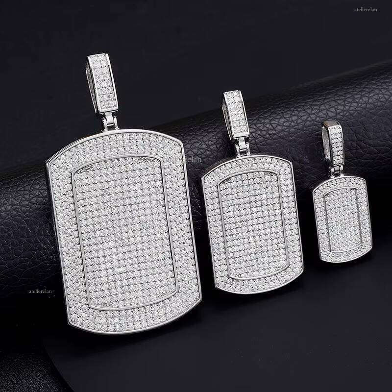 New Arrival Hip-Hop Jewelry Pure Sier Micro Pave VVS Moissanite Ice Out Pearl Dog Tag Pendant Necklace