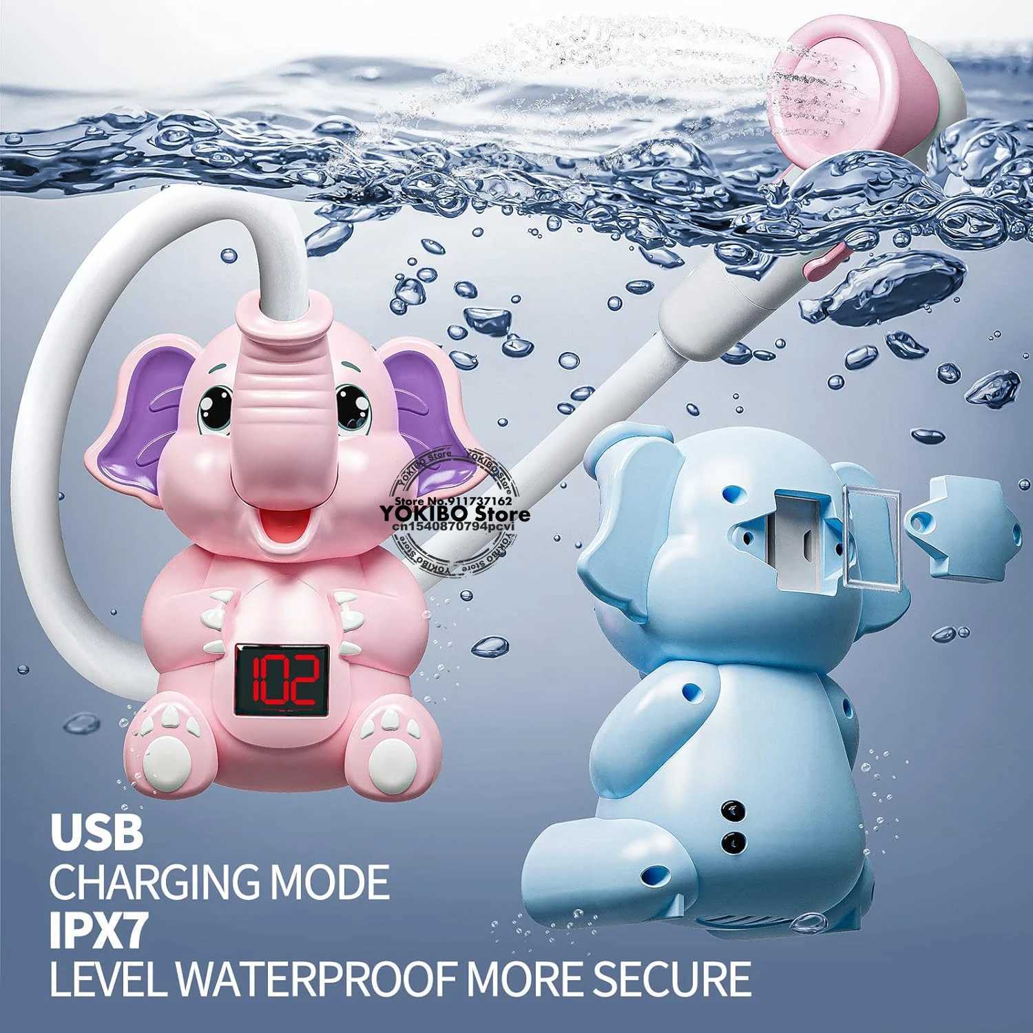 Baby Bath Toys Bath Shower with Shower Thermometer Electric Elephant Water Spray Water Toys for Kids Tathtub Toys for Toddlers C250915