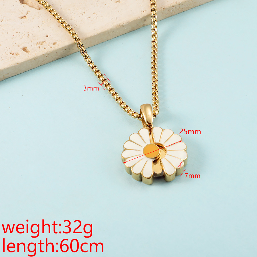 jewelry necklace design Fashionable New Stainless Steel Sunflower Necklace for Women, with Small Daisy Pendant and Pearl Collarbone Chain