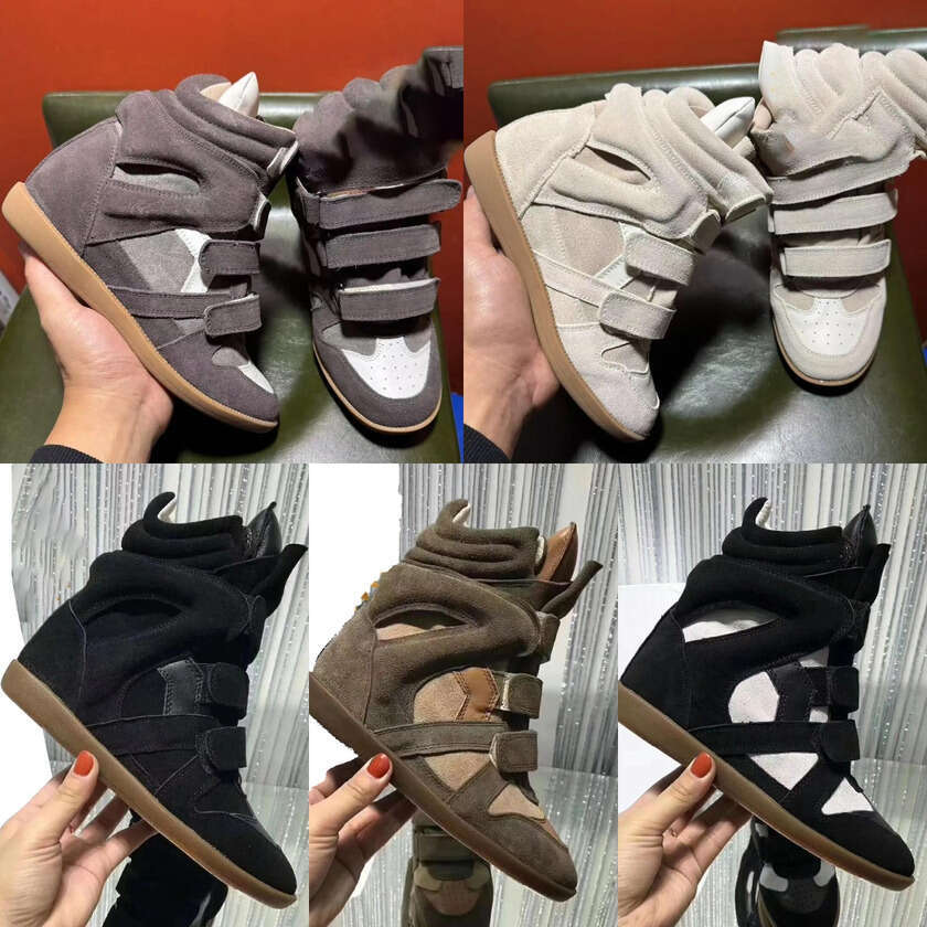 size 35-42 deisgner Brand isabel marrantss Hot Sale-Black Genuine Leather winter boots Bekett Leather-Trimmed Suede Wedge Sneakers Fashion Show New Shoes