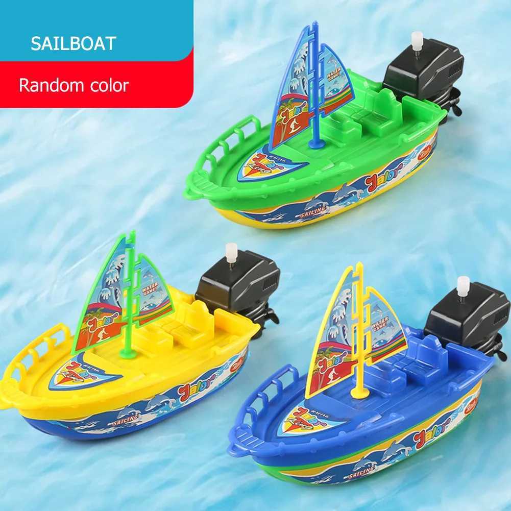 Wind Up Clockwork Float In Water Speed Boat Ship Children Bath Toys Random Color Kids Pool Swimming Bathtub Bath Toys C250915