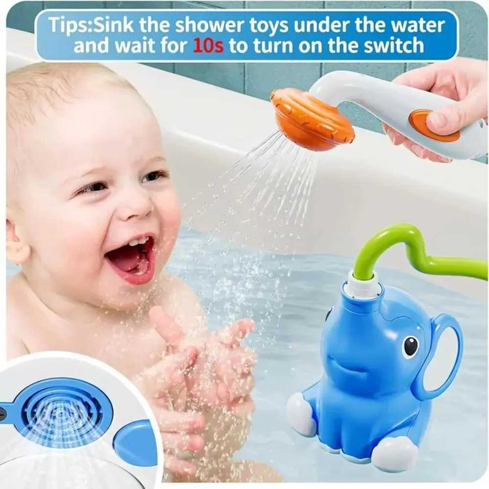Watering Elephant Baby Bath Toy Spinning Fun Strong Suction Elephant Water Pump Toy Interactive ABS Waterfall Bathtub Toy C250915