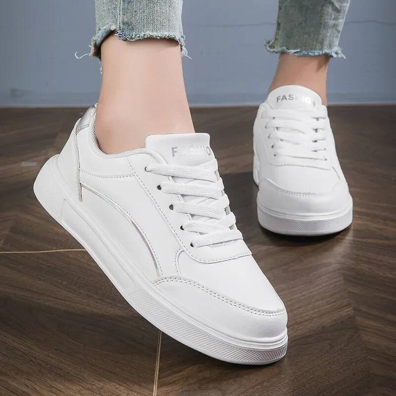 Hot Sell Women's Lightweight Casual Fashion Walking Shoes White Lace-up Sneakers Plus Size Platform Vulcanized Shoe ddmymonkey