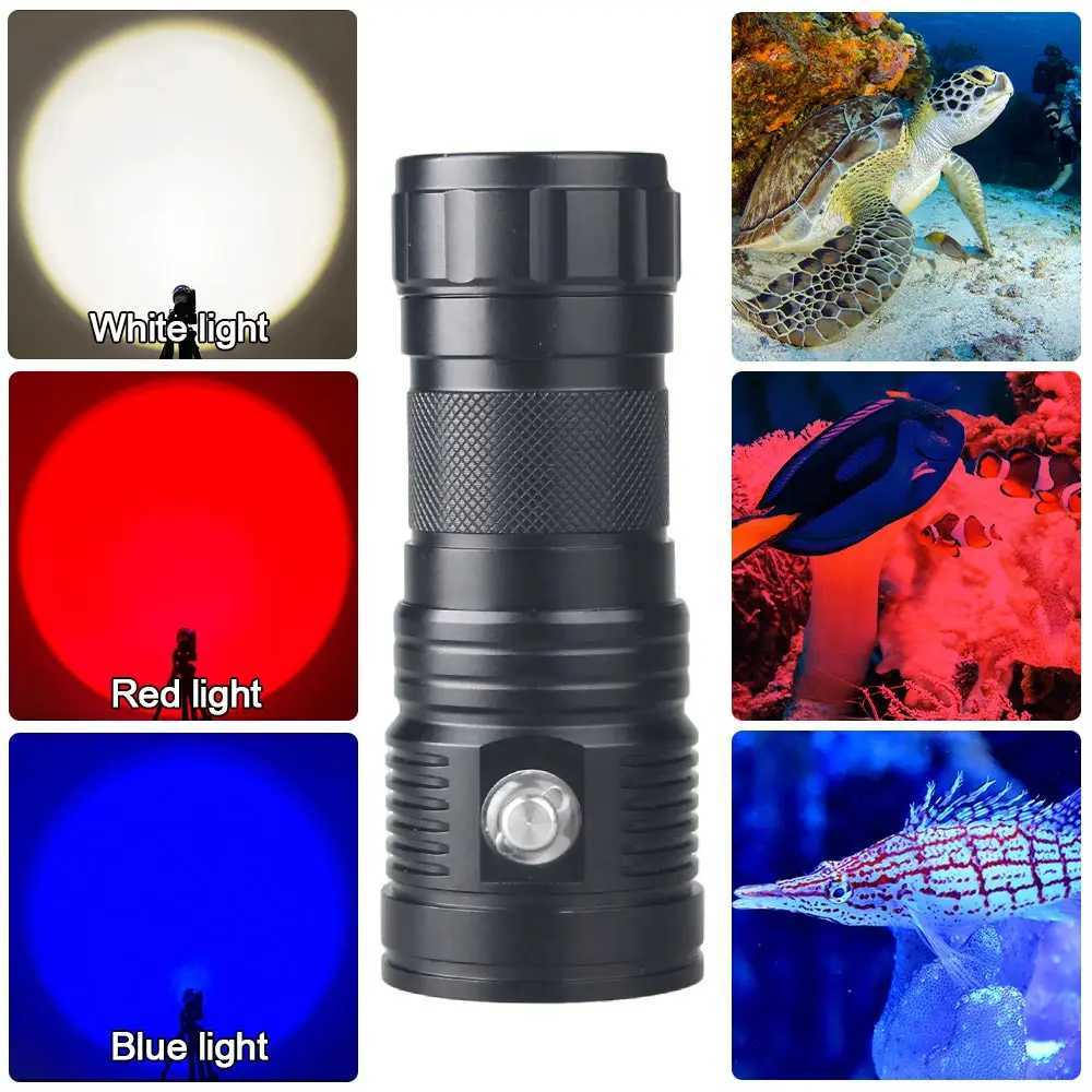 80W Professional Underwater 100M 10LED Diving Photography Fill Light Waterproof IPX8 WhiteRedBlue Scuba Diver Snorkeling Torch C250915