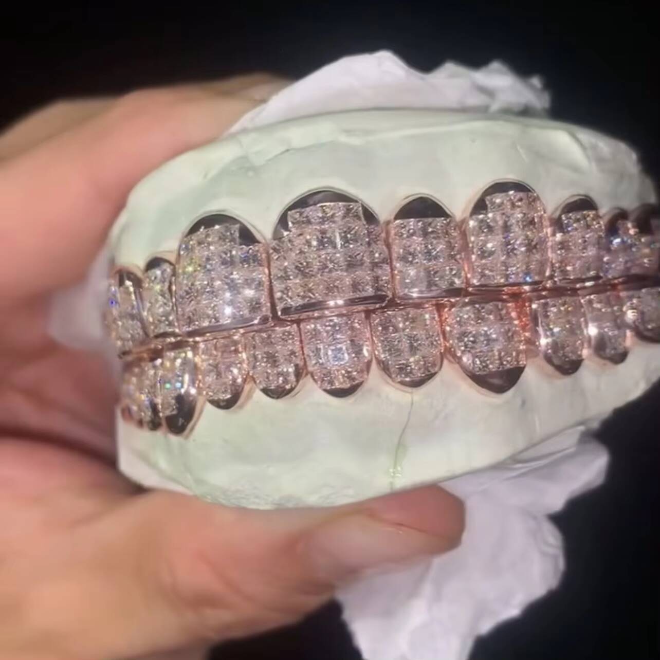 Top 8 Bottom 8 Hop Iced Out VVS Invisible Setting Princess Cut Custom Solid Silver Rose Gold VVS Moissanite Diamond Grillz
