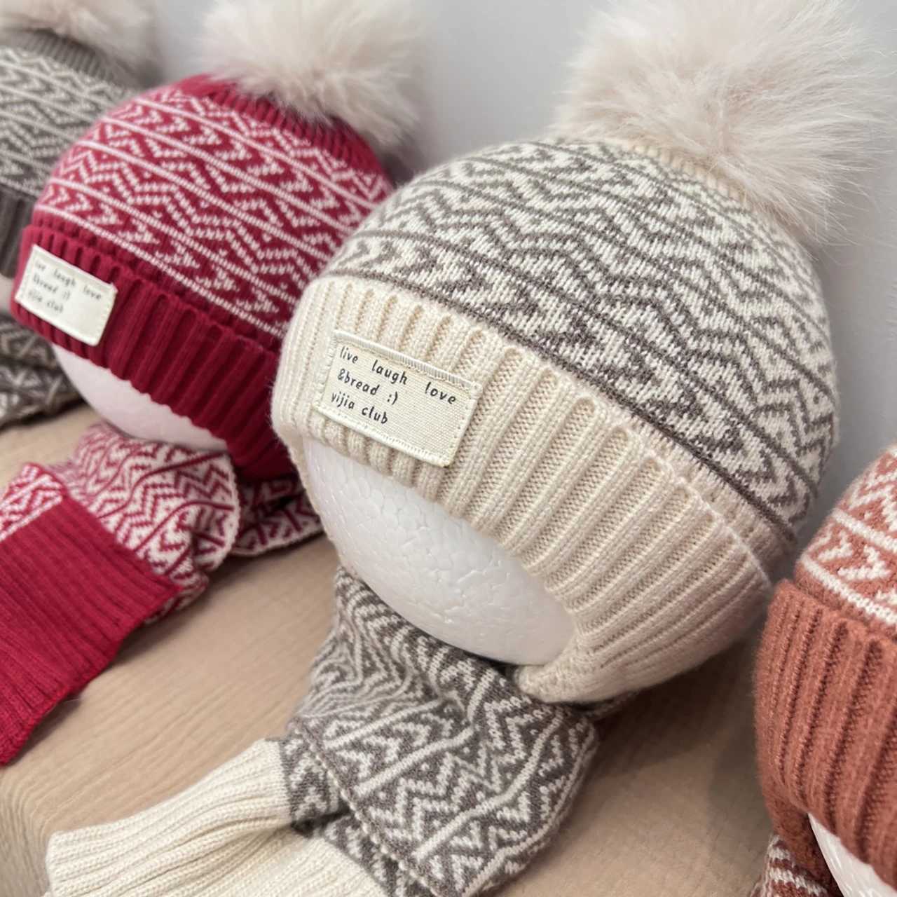 Children Plush Pompom Beanie Winter Warm Kids Ear Protection Cap 26Y Boy Girl Woolen Pullover Cap Fluffy Fur Ball Baby Knit Hat J250915