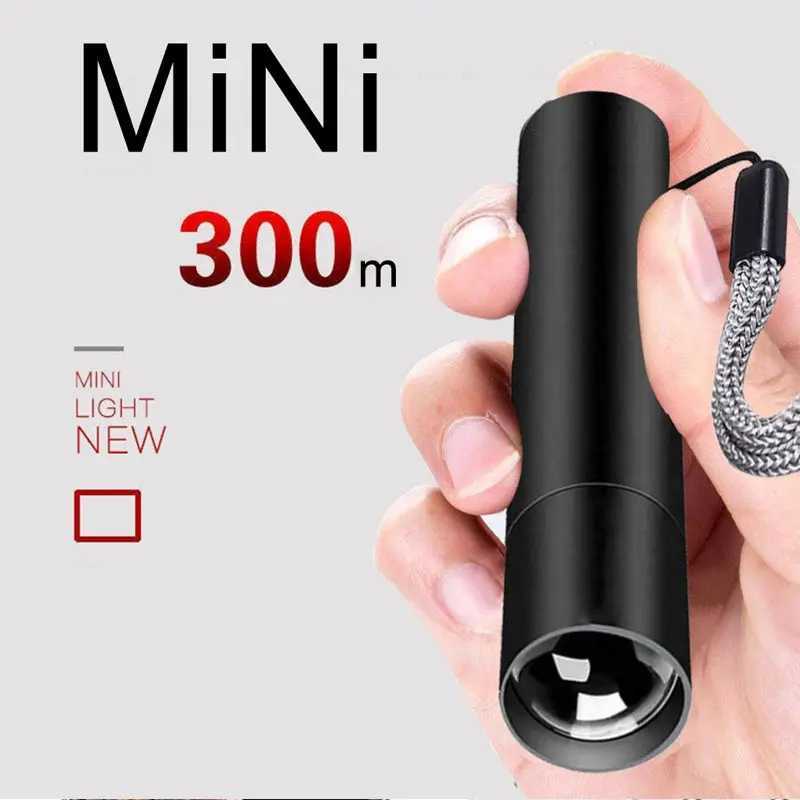 Mini Telescopic Zoom Flashlight 3 Light Mode Torch USB Rechargable Waterproof Powerful Flashlights Outdoor Portable Torch Lamp C250915